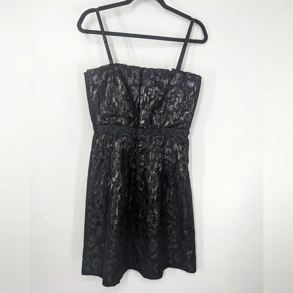 TORY BURCH Spaghetti Strap Knee-Length Metallic Cocktail Dress